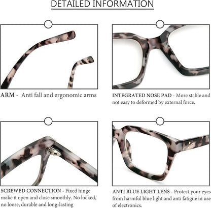DXYXYO Blue Light Blocking Reading Glasses for Women 1.5 Oversized Computer Readers Retro Fashion Oprah Style Square 3 Pack