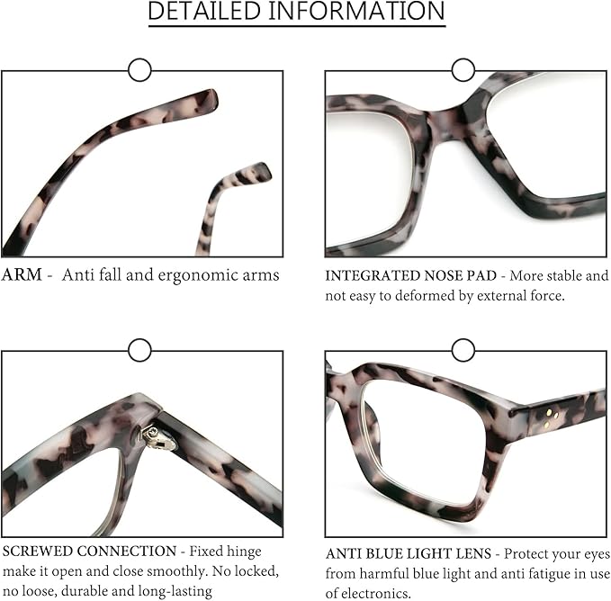 DXYXYO 3 Pack Reading Glasses 1.25 Women Blue Light Blocking Oversized Rectangle Computer Readers Retro Fashion Oprah Style Square