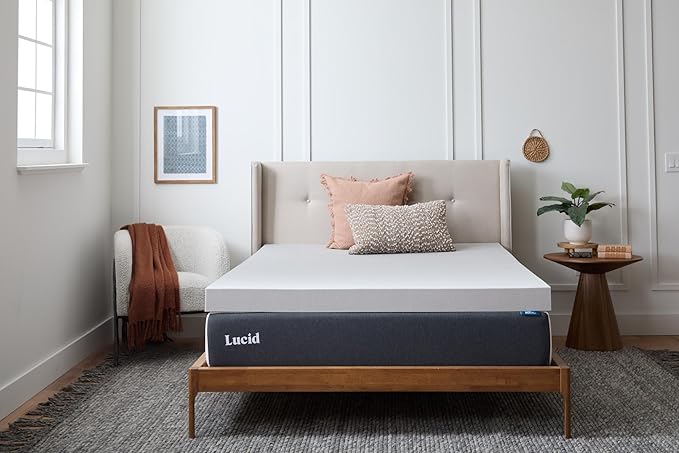 Lucid 3 Inch Ventilated Bamboo Charcoal Memory Foam Mattress Topper - Twin XL Mattress Topper