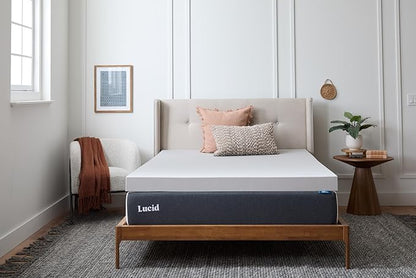 Lucid 4 Inch Bamboo Charcoal Infused Memory Foam Mattress Topper - King Size – Moisture and Odor Control - Ventilated - Ultra Plush Feel, Pressure-Relief Bed Topper – CertiPur Certified