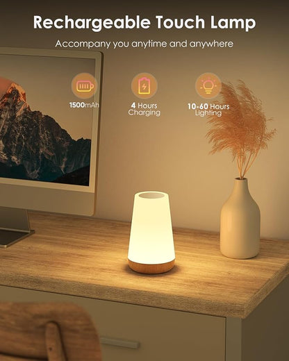 Night Light for Kids Set of 2, Rechargeable Lamp for Nursery with Timer & Memory, Dimmable Touch Lamp with Remote, Warm Night Lamp with 5 Brightness & 13 RGB Color for Baby Adult Gift
