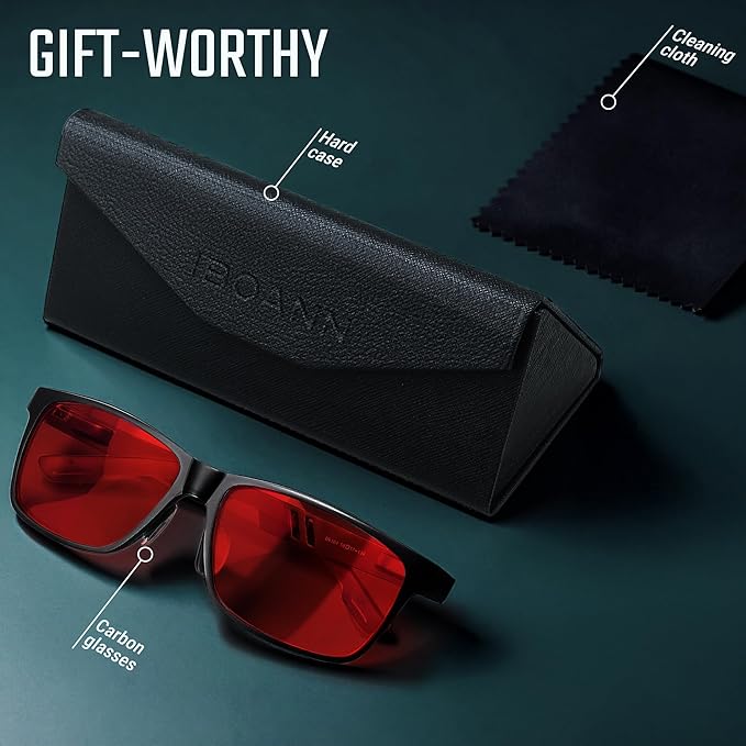 Carbon Blue Light Blocking Glasses Men for Computer, Gaming, Metal Frame Green Light Protection Night Driving Glasses for Man