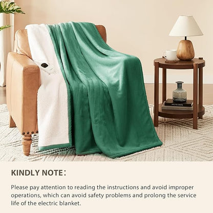 Homemate Electric Heated Blanket Full Size - 72"x84" Heating Blanket Full Size 1/2/4/6/8 Hours Auto-Off 10 Heat Level Over-Heat Protection Flannel Sherpa ETL Certification