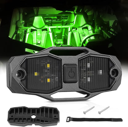 ACEC SHOP UTV Dome Light - White/Green, Universal Roll Bar Mount Dome Light UTV Interior Light Utility Roll Cage Lights LED Dome Light Bar Truck Bed Lights for UTV Polaris ATV RZR SxS Can-Am Kawasaki