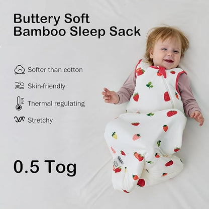 BubblePanda Rayon Made from Bamboo Sleep Sack 0-6 Months 0.5 Tog Soft Newborn Sleep Sack 3-6 Months for Infant Babies 2-Way Zipper Wearable Blanket Baby 0-3 Months
