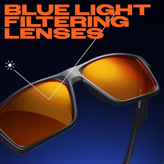 Titan Gaming Glasses, Blue Light Blocking, Night Driving Glasses for Men, Computer Protection Christmas Gift for Gamers