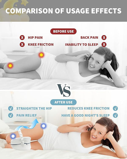 SPRING SEAON Knee Support Pillow for Side Sleepers – Deep Contour Memory Foam Leg Pillow with Adjustable Strap for Sciatica, Hip, Back & Knee Pain Relief – Breathable, Washable Cover, White