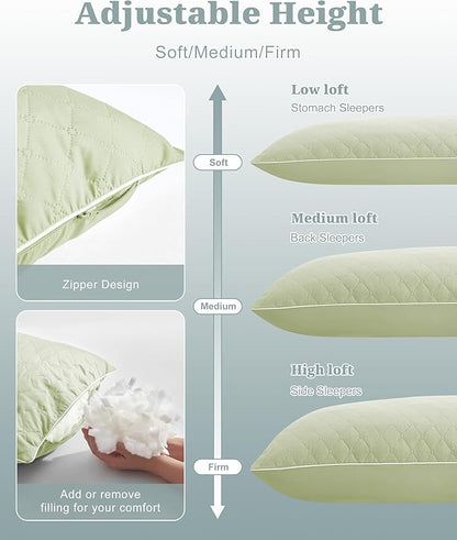 YZ HOME Long Body Pillow for Adults - Firm Body Pillow Insert with Shredded White Memory Foam, Adjustable Height, Soft Support for Side Sleeping, Pregnant Women, Washable (Green, 20x54 Inch)