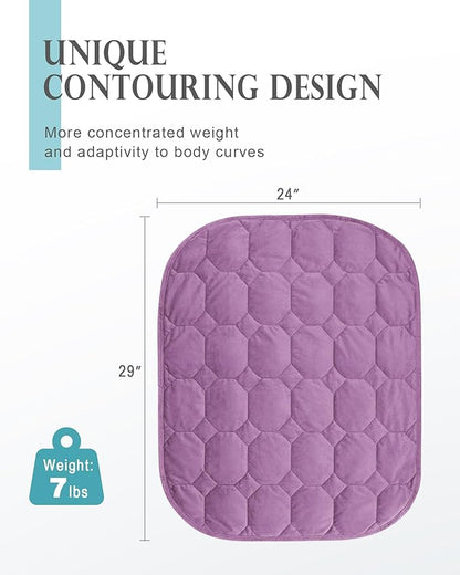 Cottonblue Weighted Lap Blanket Pad 7 lbs 29" x 24", Cozy Luxury Crystal Velvet Weighted Blanket for Adults, Small Weighted Blanket Throw All Season for Travel Relaxation Sleeping, Light Purple