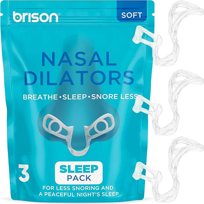 Brison Nasal Dilators for Breathing and Sleeping - 3 Pack Anti Snoring Nose Vents Opener for Better Breathing Sleep ing and Activity Improves Airflow - Soft, Transparent