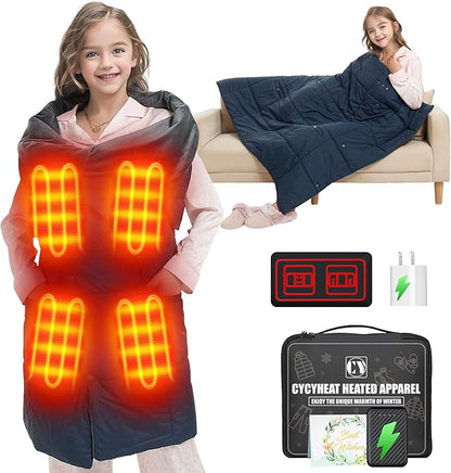 Kids Heated Blanket Battery Operated - Boys and Girls 7.4V DC Portable Cordless USB Heating Blanket for Outdoors