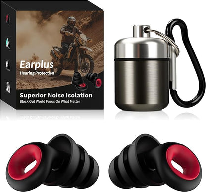 Ear Plugs for Sleeping Noise Cancelling,45db Motorcycle Ear Plugs for Noise Reduction with 8 Eartips,Reusable Silicone Earplugs for Sleep,Concerts,Work,Study,Snoring,Travel（Black&Red）