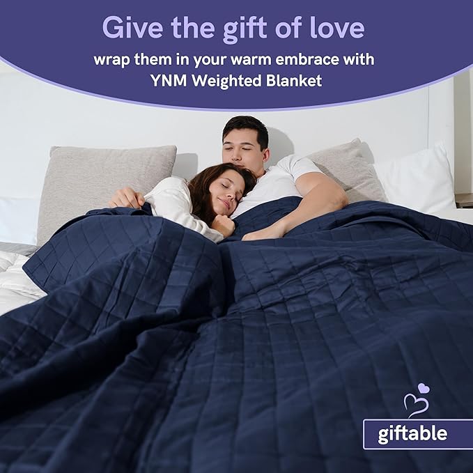 YnM Exclusive 40 lbs Weighted Blanket, Extra Heavy Cotton Bed Blanket for Two Persons, Ideal for Queen or King Bed (88x104 Inches, 40 Pounds, Navy)