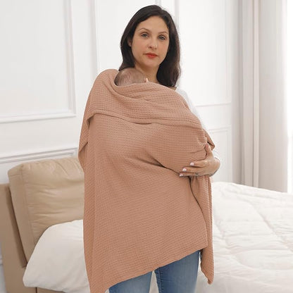 36” X 40” Inches Cooling Baby Waffle Weave Blanket, Ultra-Soft Lightweight Receiving Blanket for Newborn, Breathable Comfortable Baby Swaddle Blanket for Boys and Girls(Clay)