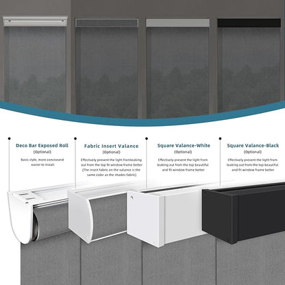 Motorized Light Filtering Roll Shades Work with HomeKit, 50% Blackout Smart Blinds for Windows, Electric Blinds with Remote,APP/Voice Control,Sunscreen PVC Free Charcoal