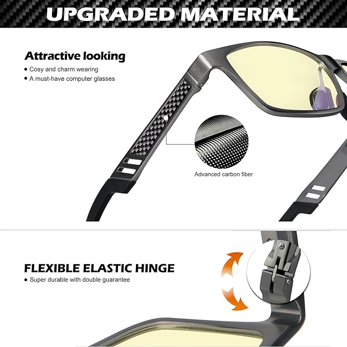 ANYLUV Blue Light Glasses Men, Relieve Eyestrain and Eye Protection, Al-Mg Metal Computer Blue Light Blocking Glasses