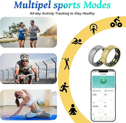 Smart Ring for Women Men,Fitness Tracker Ring with Heart Rate, Sleep Monitoring, Blood Oxygen, Step Counting for iOS and Android, No Subscription Fee, Waterproof, Valentines Day Gifts(Silver, 11)