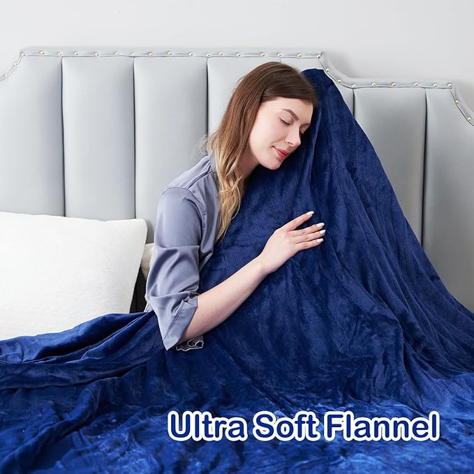 Electric Heated Blanket Full Size 72"x84",Fast Heating Throw, Soft Microplush for Bed & Couch, 1-10 Hours Auto Off & 6 Heating Levels, Machine Washable, Gifts for Grandma & Family-Navy Blue