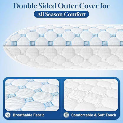 CloudBliss Ultra Slim 3.3” Pillows for Side | Back | Stomach Sleepers, Memory Foam Flat Pillow, Low Profile Sleeper Pillows with Double Sided Comfortable Breathable Pillow Cover, Queen
