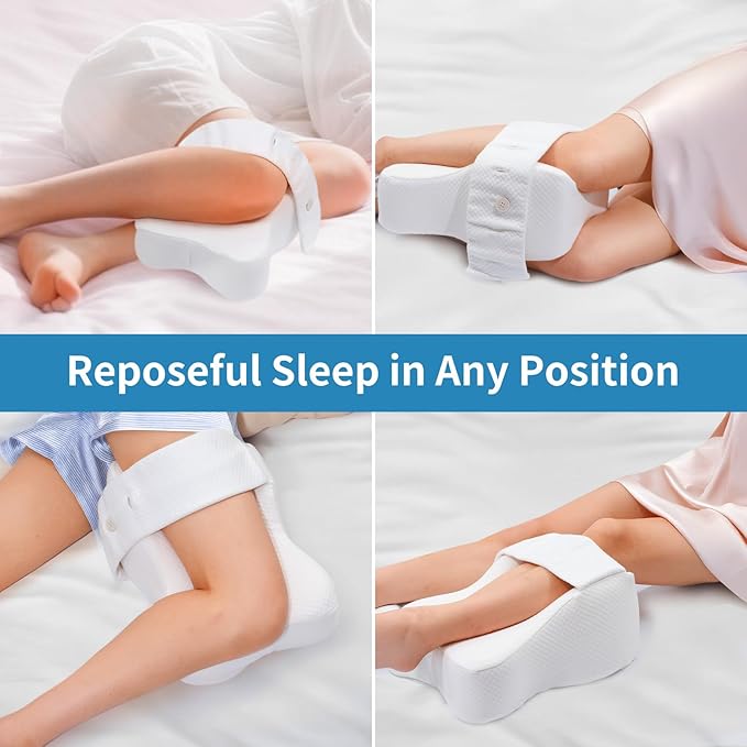 AISEELY Knee Pillow for Side Sleepers with Adjustable Strap, Leg Pillow for Side Sleeping, Hip Pillow for Side Sleepers for Sciatica & Back Pain Relief, Spine Alignment Support, White