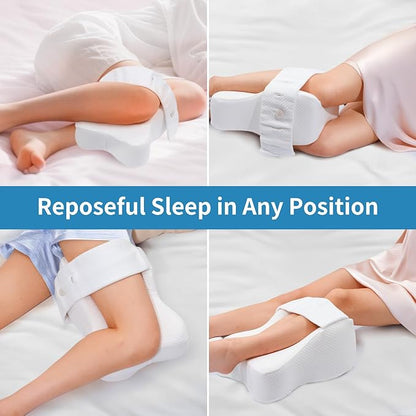 AISEELY Knee Pillow for Side Sleepers with Adjustable Strap, Leg Pillow for Side Sleeping, Hip Pillow for Side Sleepers for Sciatica & Back Pain Relief, Spine Alignment Support, White