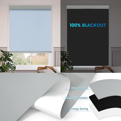 Motorized 100% Blackout Roller Shades – Custom Smart Blinds with Remote Control, Rechargeable Battery or Plug-in Motor, Tuya WiFi Optional, Home & Office Automatic Window Shades (Greige Green/CH9444)