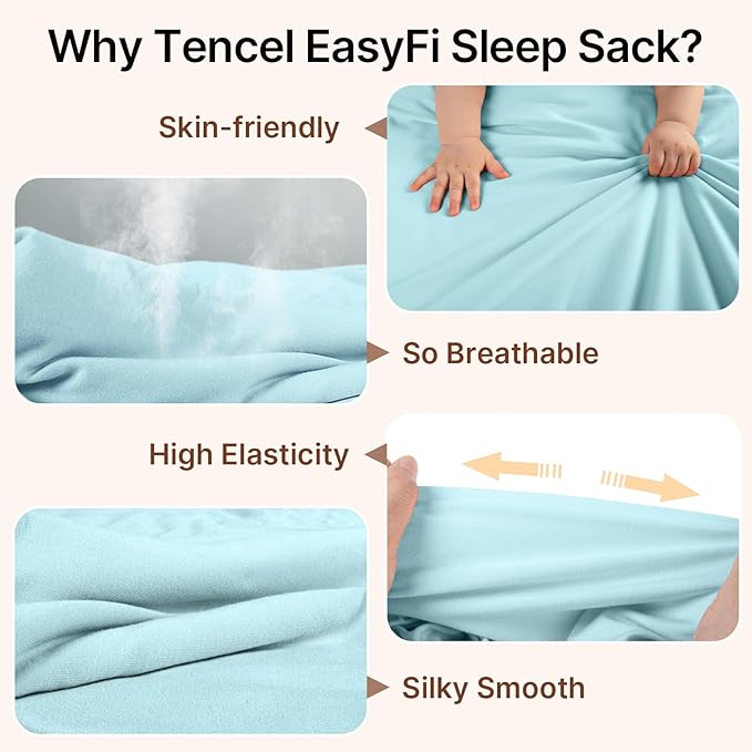 Supersoft Rayon Made from Bamboo Sleep Sack 3-6 Months Newborn Sleep Sack 0-3 Months 1.0 Tog Baby Wearable Blanket with 2-Way Zipper Unisex Sleeping Bag for Babies (2 Pack) Blue & Gray