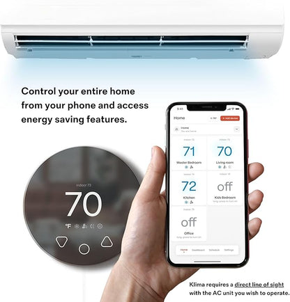Boldr Klima Smart Thermostat for Air Conditioners, Window A/C, Mini Splits & Heat Pumps - Alexa & Google Home Compatible, WiFi Control App, Energy Saving, Easy DIY Install, Graphite Grey
