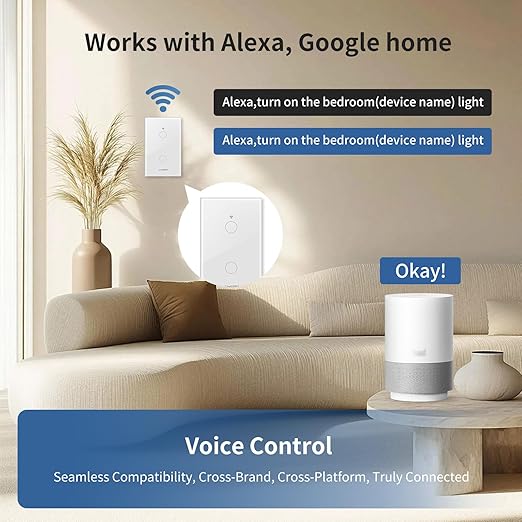 Matter Smart Touch WiFi Light Switch, Glass Panel, Neutral Wire Required, 2.4 GHz, Works with Apple HomeKit, Alexa, Google Home, SmartThings, Remote & Voice Control, Timer/Schedule, 2Gang - 3Pack