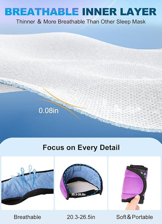 TOPOINT Sleep Mask with Headphones Bluetooth 5.4 Wireless, Sleep Headphone with Microphone Built-in HD Speakers Music, Eye Mask for Sleeping Men Women Travel Meditation Girl Cool Gadgets