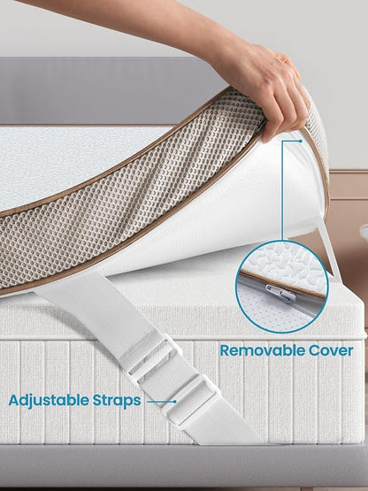 BedStory Cooling Mattress Topper Full Size, 3 Inch Gel Infused Memory Foam Topper with Cool-to-Touch Removable Cover, Pressure Relief & Deep Refresh Sleep, CertiPUR-US Certified