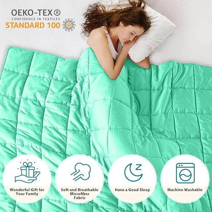 L'AGRATY Weighted Blanket - 60"x80" 15lbs Cooling Breathable Heavy Blanket Microfiber Material with Glass Beads for Adult All-Season Summer Fall Winter Soft Thick Comfort