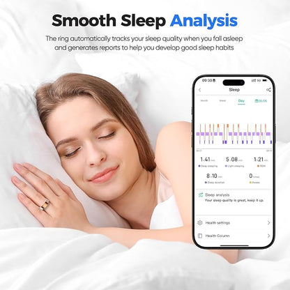 Smart Ring Health Tracker, Sleep/Exercise Monitoring, iOS /Android Compatible, IP68 Water Resistance, No Subscription Required, 5-Day Battery Life, Suitable for Both Women and Men (Rose Gold, 11)