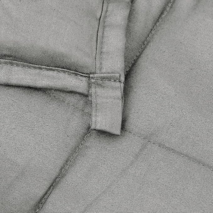 King Size Weighted Blanket Grey Cotton 24.2 lb 86.6 x 90.6 in Rectangular for Bedroom with Even Weight Distribution and Breathable Hypoallergenic Fabric for Anxiety Relief