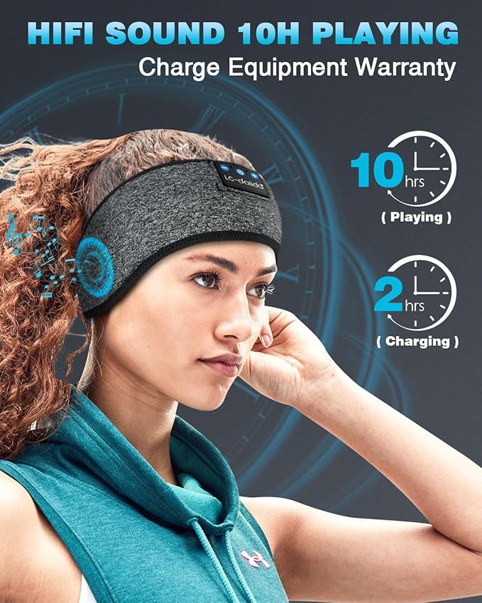 LC-dolida Headband Headphones Bluetooth 5.4 Headband, Sleep Headphones with Ultra-Thin HD Stereo Speaker, Sleep Headband Earphones Wireless for Workout Yoga Insomnia Running Meditation Gifts
