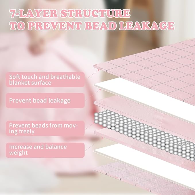 HOSUKKO Weighted Blanket - 5 lbs Pink Heavy Blanket - Breathable Blanket(36 * 48 inches, 5 lbs)