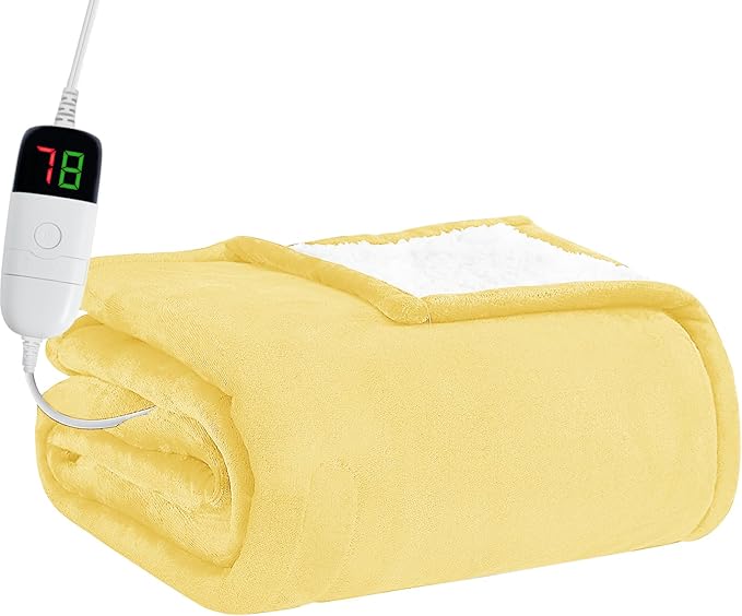 BOMOVA Heated Electric Blanket Full Size - 72" x 84" Heating Blanket with 10 Heating Levels & 8 Hours Auto Off, Warm Flannel Blanket, Christmas Birthday Gifts for Women