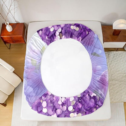 Hummingbird Kids Queen Size Fitted Sheet,Lilac Flower Spring Dreamy Room Decor,Vintage Floral Animal Boys Girls Bed Sheets,Purple Blue Bedding Set,2 Pillowcases(No Flat)