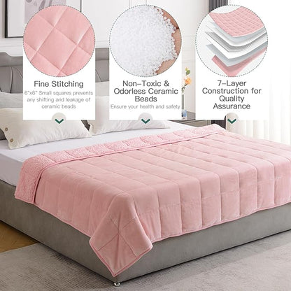 Lofus Weighted Blanket for Adults(20 lbs, 60" x 80"), Queen Size Heavy Blanket Machine Washable, Soft Weighted Blankets for Stress Relief and Sleep Promotion-Pink