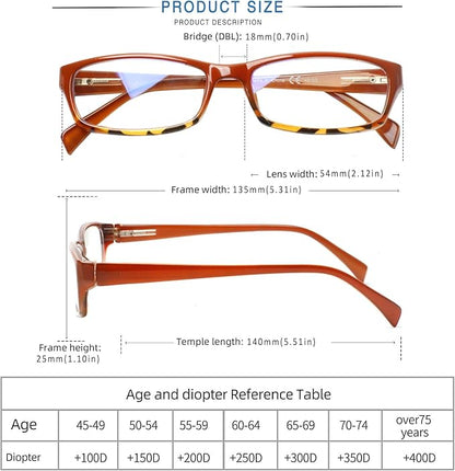 Henotin 5-Pack Reading Glasses Blue Light Blocking Anti Eyestrain Computer Reading Glasses for Women and Men Readers (Mix Color-C2, 1.00, Diopters)