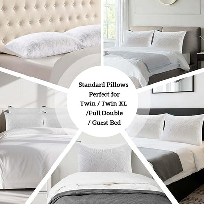 BETU Shredded Memory Foam Cooling Pillows Standard Size Set of 2, Pillows for Hot Sleepers, Adjustable Firm Soft Support Bed Pillows Perfect for Back Neck Pain and Side Sleeping, White