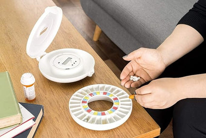 e-Pill MedTime Station Pro - Advanced Locked Automatic Pill Dispenser - White Lid