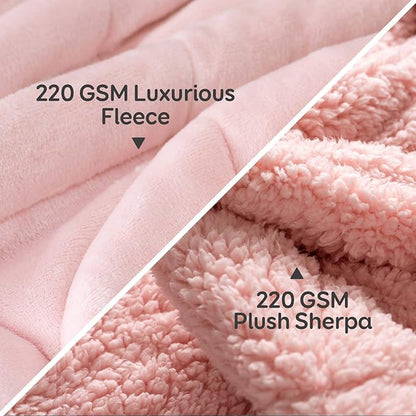 Cottonblue Sherpa Fleece Weighted Blanket 12lbs, Flannel Cozy Plush Blankets, Fuzzy Flannel Bedding Blanket Throw for Twin Full Bed, Minky Soft Blanket for Sofa Bed 48 x 72 inches, Blush Pink