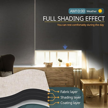 Motorized Blinds No Drill Automatic Blinds for Windows Cordless Roller Shades Electric Blinds with Remote Control Smart Blinds (Linen, 39 x 72)