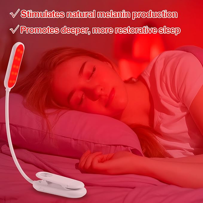 630nm Red Book Light [2 Pack] - Zero Blue Light, Rechargeable Clip On Red Reading Light Lamp for Reading at Night - Dimmable LED Book Lamp, Ideal Gift for Book Lovers Travel Camping Nursing
