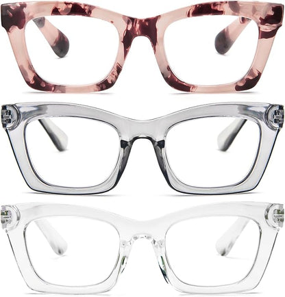 REAVEE Oprah Style Reading Glasses for Women, Blue Light Blocking Stylish Oversized Computer Readers Spring Hinge