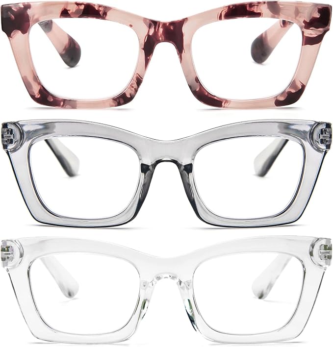 REAVEE Oprah Style Reading Glasses for Women, Blue Light Blocking Stylish Oversized Computer Readers Spring Hinge