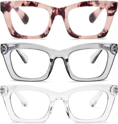 REAVEE Oprah Style Reading Glasses for Women, Blue Light Blocking Stylish Oversized Computer Readers Spring Hinge