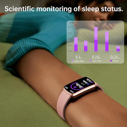 Health Fitness Tracker with 24/7 Heart Rate, Smart Watch with Blood Pressure and Blood Oxygen Monitor, Bulit-in 120+ Sport Mode, Sleep Tracking Waterproof Activity Tracker for Women Men (Deep Pink)