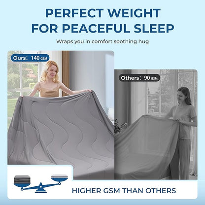 BDEUS Cooling Comforter Twin/Twin XL Size with 2 Pillowcases Set, Soft Cooling Blanket for Hot Sleeper, Lightweight Summer Quilt, Cold Ice Feeling Double Side Bed Set for Dorm Room, 68"X90"